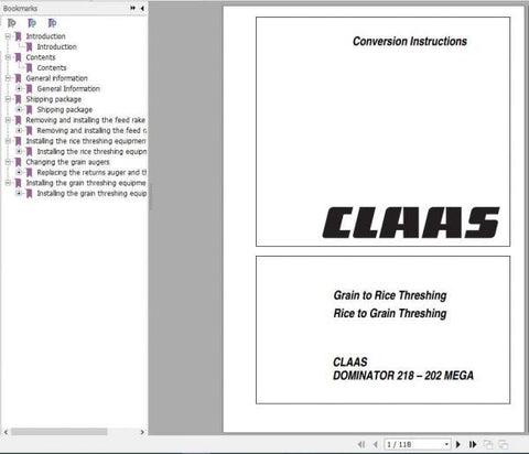 Unlock the full potential of your CLAAS Dominator 218–202 with our comprehensive Mega Conversion Instructions Manual. This PDF file is designed to guide you through the conversion