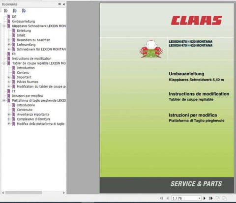 Unlock the full potential of your CLAAS combines with the LEXION 570–520 MONTANA and LEXION 470–420 MONTANA Conversion Instructions Manual. This comprehensive PDF