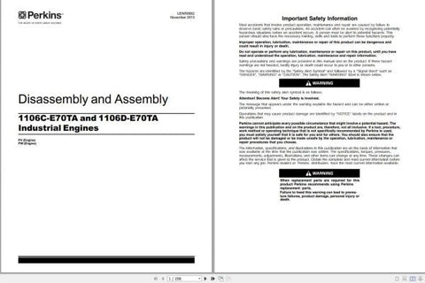 Unlock the full potential of your CLAAS combines with the comprehensive Perkins Industrial Engines Repair Manual. This PDF file is specifically designed for the 1106C-E70TA and 1106D