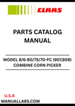 Discover the essential CLAAS Combine Corn Picker Conspeed 8/6-80/75/70-FC Parts Catalogue Manual, designed specifically for serial numbers 90701001 to 90799999. This comprehensive guide provides detailed information on all parts, ensuring you have the right components for optimal performance and maintenance of your corn picker.