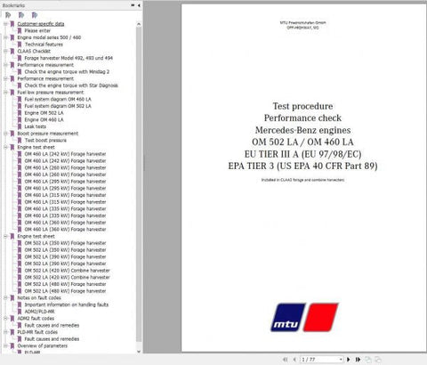 Discover the ultimate resource for maintaining your CLAAS Combine and Forage Harvesters with the OM 502 LA and OM 460 LA Inspection Protocol Repair Manual. This comprehensive