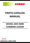 Discover the essential CLAAS Combine Lexion 600 Parts Catalogue Manual, specifically designed for serial numbers 58900011 to 58999999. This comprehensive guide provides detailed information on all parts and components, ensuring you have the right resources at your fingertips for maintenance and repairs.