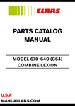 Discover the essential CLAAS Combine Lexion 670-640 Parts Catalogue Manual, specifically designed for serial numbers C6400011 to C6499999. This comprehensive guide provides detailed information on all parts and components, ensuring you have the right resources at your fingertips for maintenance and repairs.