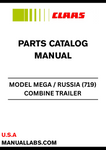 Discover the essential CLAAS Combine Trailer Mega Parts Catalogue Manual, specifically designed for models with serial numbers ranging from 71922000 to 71923999. This comprehensive guide provides detailed information on all parts, ensuring you have the right components for maintenance and repairs.