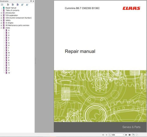 Unlock the full potential of your CLAAS Cummins B6.7 CM2350 engine with our comprehensive repair manual. This PDF file is meticulously designed to provide you with detailed insights and step-by-step instructions, ensuring that you can tackle any maintenance 
