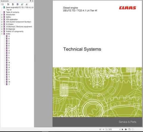 Unlock the full potential of your CLAAS DEUTZ engine with the comprehensive Technical Systems Manual for the TD4.1L4 and TCD4.1L4 models. This PDF file is an essential resource for anyone looking to enhance their understanding of Tier 4F engine systems