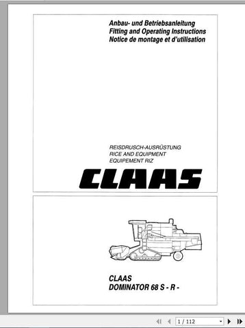 Discover the essential CLAAS DOMINATOR 68 S-R Operator’s Manual, now available in a convenient PDF format. This comprehensive guide is designed to enhance your understanding and operation of the DOMINATOR 68 S-R, ensuring you get the most out of your machine