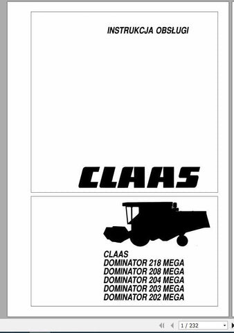 Discover the essential CLAAS DOMINATOR 218 MEGA – 202 MEGA Operator’s Manual, now available in a convenient PDF format. This comprehensive guide is designed to enhance your understanding and operation of the CLAAS DOMINATOR series, ensuring