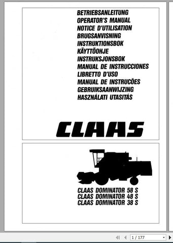 Discover the essential CLAAS DOMINATOR 58S, 48S, and 38S Operator’s Manual, now available in a convenient PDF format. This comprehensive guide is designed to enhance