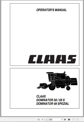 Unlock the full potential of your CLAAS DOMINATOR 58 and 48 SPEZIAL with our comprehensive Operator’s Manual, available in a convenient PDF format. This essential guide is