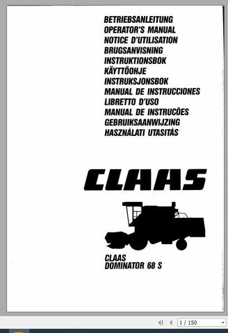 Discover the essential CLAAS DOMINATOR 68 S Operator’s Manual, now available in a convenient PDF format. This comprehensive guide is designed to enhance your understanding