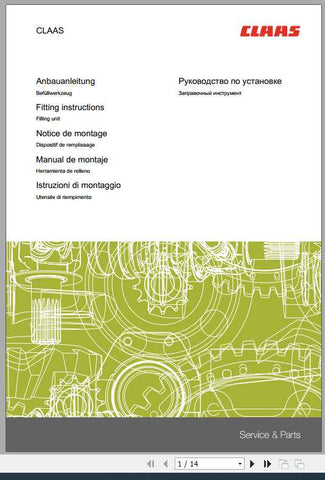 Discover the essential CLAAS Forage Harvesters Fitting Instruction Manual, now available in a convenient PDF format. This comprehensive guide is designed to provide you with all the necessary information to ensure optimal performance and maintenance of your forage harvester.

