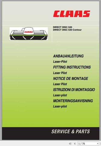 Enhance your CLAAS forage harvester's performance with the Direct Disc 520 and 600 Fitting Instruction Manual. This comprehensive PDF guide provides step-by-step instructions, ensuring a seamless installation process for your equipment.

