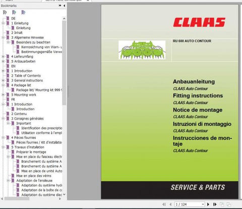 Discover the essential CLAAS Forage Harvesters RU 600 Contour 600 Xtra Fitting Instruction Manual, now available in a convenient PDF format. This comprehensive guide is designed to streamline the fitting process, ensuring that your forage harvester operates at peak efficiency.
