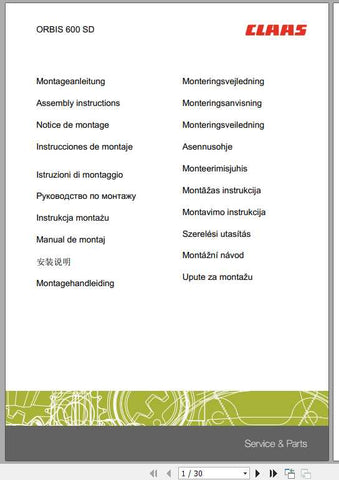 Ensure your CLAAS Forage Harvester operates at peak performance with the comprehensive Volto 800 Assembly Instruction Manual. This PDF file is designed to provide you with clear, step-by-step guidance for assembling and maintaining your equipment