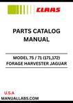 Discover the essential CLAAS Forage Harvester Jaguar 75 / 71 Parts Catalogue Manual, designed specifically for serial numbers 17101011 to 17199999. This comprehensive guide provides detailed information on all parts, ensuring you have the right components for maintenance and repairs.