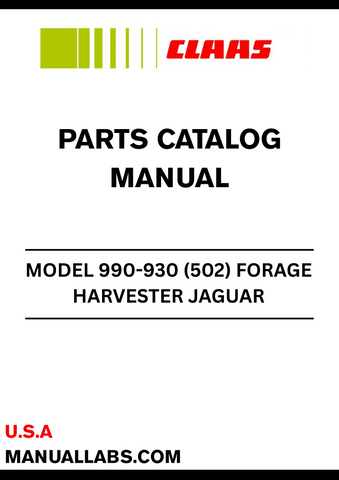  Discover the essential CLAAS Forage Harvester Jaguar 990-930 Parts Catalogue Manual, specifically designed for serial numbers 50200011 to 50202561. This comprehensive guide provides detailed information on all parts, ensuring you have the right components for maintenance and repairs.