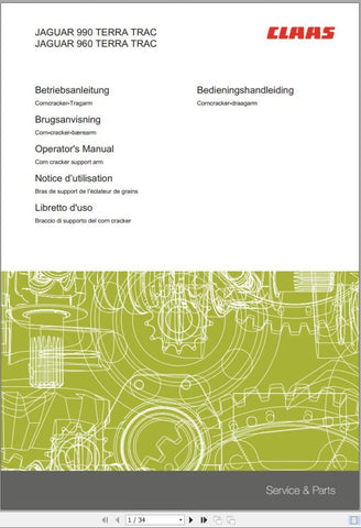 Discover the essential CLAAS Forage Harvester Jaguar 990 960 Terra Trac Type 499 Operator Manual, now available in a convenient PDF format. This comprehensive guide