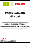 . Discover the essential CLAAS Forage Harvester WPS-Husk Silage-GEM 610 Parts Catalogue Manual, designed specifically for serial numbers 90401219 to 90409999. This comprehensive guide provides detailed information on all parts, ensuring you have the right components for optimal performance and maintenance of your forage harvester.