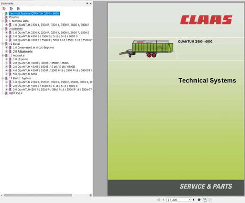 Discover the ultimate resource for your CLAAS Forage Wagons with the Quantum 3500 – 6800 Technical Systems Manual. This comprehensive PDF file is designed to provide you with in-depth technical information, ensuring you have all the details needed to optimize your forage wagon's performance