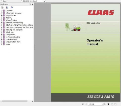 Discover the essential CLAAS HS-2 Wood Cutter Operator’s Manual, now available in a convenient PDF