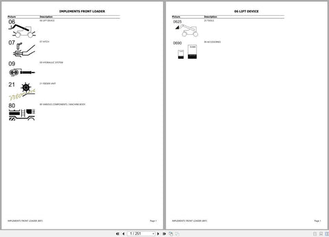 Discover the essential CLAAS Implements Front Loader Spare Parts Catalogue Manual, designed specifically for models B9700010 to B9799999. This comprehensive PDF file provides detailed diagrams and part numbers, ensuring you can easily identify and order the right components for your front loader. Streamline your maintenance and repairs with this invaluable resource, enhancing the longevity and performance of your equipment. Don't miss out on the opportunity to keep your machinery running smoothly—download y
