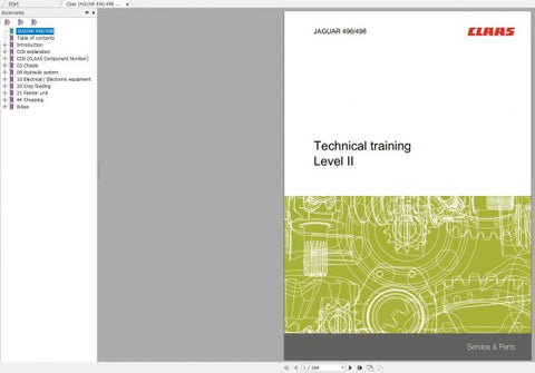 Unlock the full potential of your CLAAS JAGUAR 496 and 498 with our comprehensive Level II Training Document Service Technical Manual. This PDF file is meticulously designed to provide you with in-depth knowledge and insights into the operation and maintenance of these advanced forage harvesters.