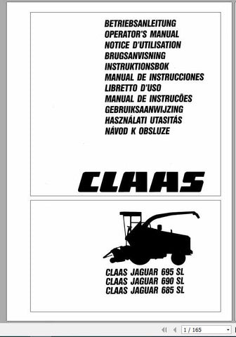 Enhance your operational efficiency with the CLAAS JAGUAR 695 SL, 690 SL, and 685 SL Operator’s Manual, now available in a convenient PDF format. This comprehensive guide is designed