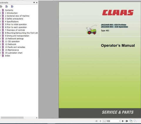 Discover the essential CLAAS JAGUAR 900-830 PROFISTAR and SPEEDSTAR Operator’s Manual, now available in a convenient PDF format. This comprehensive guide is designed to enhance your understanding and operation of these powerful forage harvesters, ensuring you get the most out of your investment.
