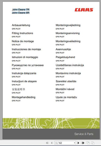 Discover the ultimate resource for your CLAAS John Deere 7R and 8R series tractors with our comprehensive Fitting Instruction Manual, available in a convenient PDF format. This manual is designed to provide you with clear, step-by-step guidance for fitting and maintaining your equipment, ensuring optimal performance and longevity.
