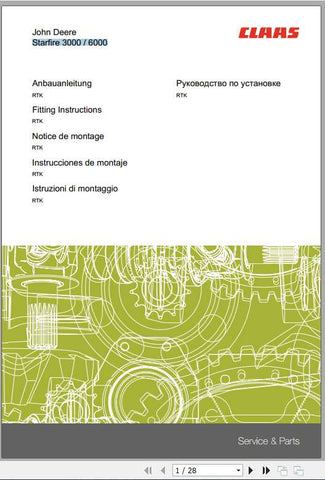 Enhance your agricultural efficiency with the CLAAS John Deere StarFire 3000 and 6000 Fitting Instruction Manual. This comprehensive PDF file provides step-by-step guidance for seamless installation, ensuring that you can maximize the performance of your precision farming equipment