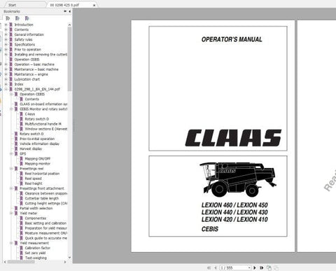 Unlock the full potential of your CLAAS LEXION combine harvester with the comprehensive CEBIS Operator’s Manual. This PDF file is designed specifically for models 460, 450,