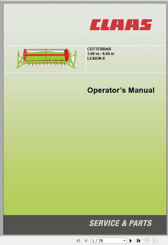 Enhance your farming efficiency with the CLAAS LEXION II Cutterbar Operator’s Manual, designed specifically for cutterbar widths ranging from 3.90 m to 9.00 m. This comprehensive