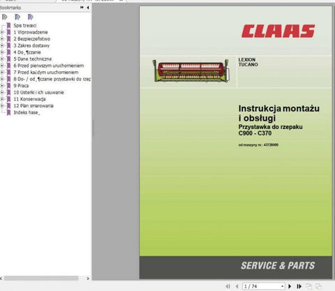 Discover the essential CLAAS LEXION TUCANO C900 – C370 Operator’s Manual, now available in a convenient PDF format. This comprehensive guide is designed to enhance your understanding