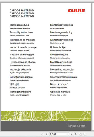 Discover the essential CLAAS Loader Wagons Assembly Instruction Manual for the CARGOS 760,