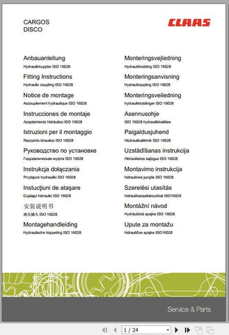 Enhance your CLAAS loader wagon experience with the CARGOS DISCO Fitting Instruction Manual, available in a convenient PDF format. This comprehensive guide provides step-by-step instructions to ensure proper assembly and maintenance, maximizing the efficiency of your equipment