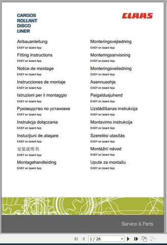 Enhance your farming efficiency with the CLAAS Loader Wagons CARGOS Rollant Disco Liner Fitting Instruction Manual. This comprehensive PDF file provides detailed guidance on the assembly and operation of your equipment, ensuring you get the most out of your investment
