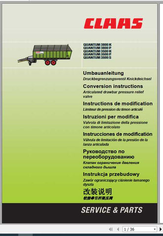 Unlock the full potential of your CLAAS Loader Wagons with the Quantum 3800K-Quantum 3500S Conversion Instructions Manual. This comprehensive PDF file provides step