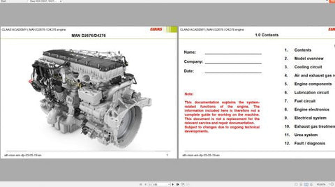 Unlock the full potential of your CLAAS MAN D267 and D4276 diesel engines with our comprehensive training manual, available in a convenient PDF format. This expertly crafted guide provides in-depth insights into engine operation, maintenance, and troubleshooting, ensuring you have the knowledge needed to keep your machinery running smoothly.