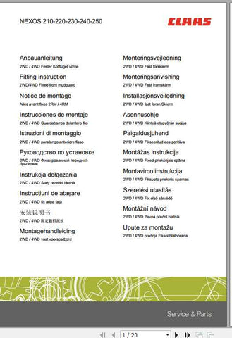  Enhance your CLAAS Nexos experience with our comprehensive Fitting Instruction Manual, available in a convenient PDF format. This manual is specifically designed for models 210, 220, 230, 240, and 250, ensuring you have the precise guidance needed for optimal performance and maintenance.