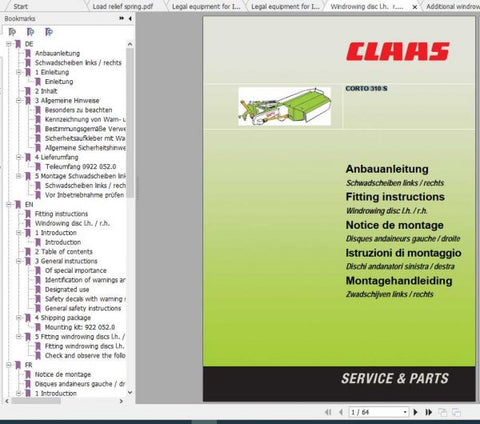 Enhance your mowing experience with the CLAAS Mowers Corto 190 – 310 Fitting Instruction Manual, available in a convenient PDF format. This comprehensive guide provides step-by-step instructions to ensure proper installation and maintenance