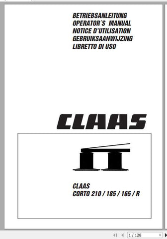 Ensure your CLAAS Mowers Corto 210, 185, and 165 R are always operating at peak performance with our comprehensive Assembly Instruction Manual. This PDF file provides clear, step-by-step guidance to help you assemble and maintain your mowers with confidence
