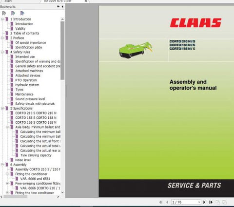 Discover the essential CLAAS Mowers Operator’s Manual for the CORTO 210 N S, CORTO 185 N S, and CORTO 165 N S models. This comprehensive PDF file is designed to provide 
