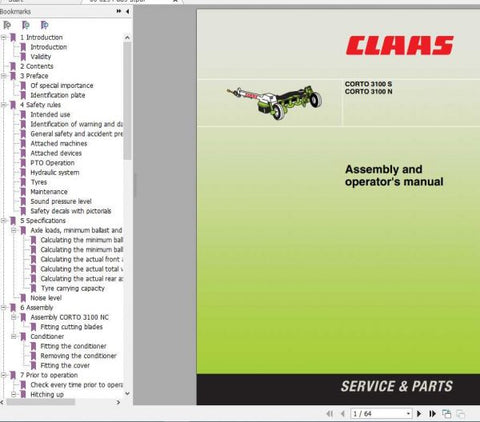 Ensure your CLAAS Mowers Corto 3150 F Profil and Corto 275 F Profil are always operating at peak performance with our comprehensive Assembly Instruction Manual. This