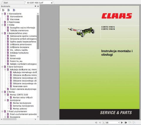 Discover the essential CLAAS Mowers Corto 3100 S and Corto 3100 N Assembly Instruction Manual, now available in a convenient PDF format. This comprehensive guide