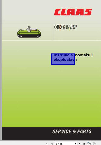 Discover the essential CLAAS Mowers Corto 3150 F Profil and Corto 275 F Profil Assembly Instruction Manual, now available in a convenient PDF format. This comprehensive guide is designed