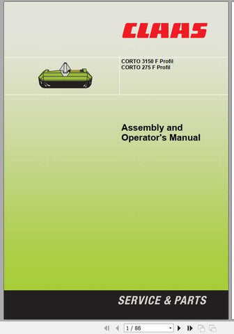 Ensure your CLAAS Mowers Corto 3150 F Profil and Corto 275 F Profil are always operating at peak performance with our comprehensive Assembly Instruction Manual. This PDF file is designed to provide you with clear, step-by-step guidance for assembly, ensuring that you can set up your mowers quickly and efficiently.
