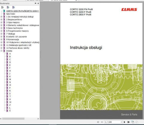 Discover the essential CLAAS Mowers Corto 3200 FN, Profil 3200F, and Profil 2800F Operator’s Manual, now available in a convenient PDF format. This comprehensive guide