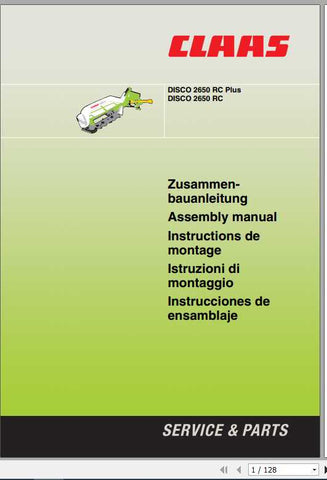 Discover the essential CLAAS Mowers DISCO 2650 RC Plus Assembly Instruction Manual, now available in a convenient PDF format. This comprehensive guide is designed to streamline the assembly process, ensuring that you can set
