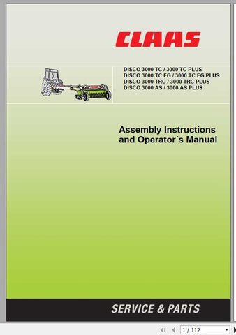 Ensure your CLAAS Mowers Disco 3000 operates at peak performance with our comprehensive Assembly Instruction Manual, available in a convenient PDF format. This manual provides